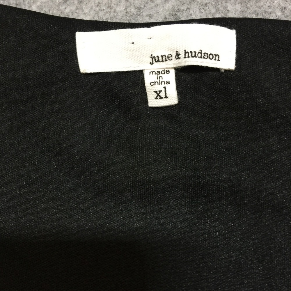 June & Hudson Black Floral Velvet Wrap‎ Midi Dress XL Short Sleeve - Picture 6 of 8
